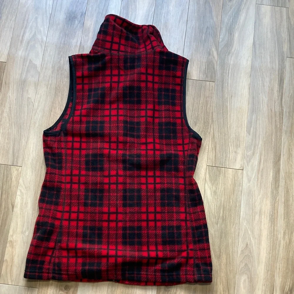 Chaps vest fleece checkered plaid print zip front vest with pockets S - Picture 8 of 17